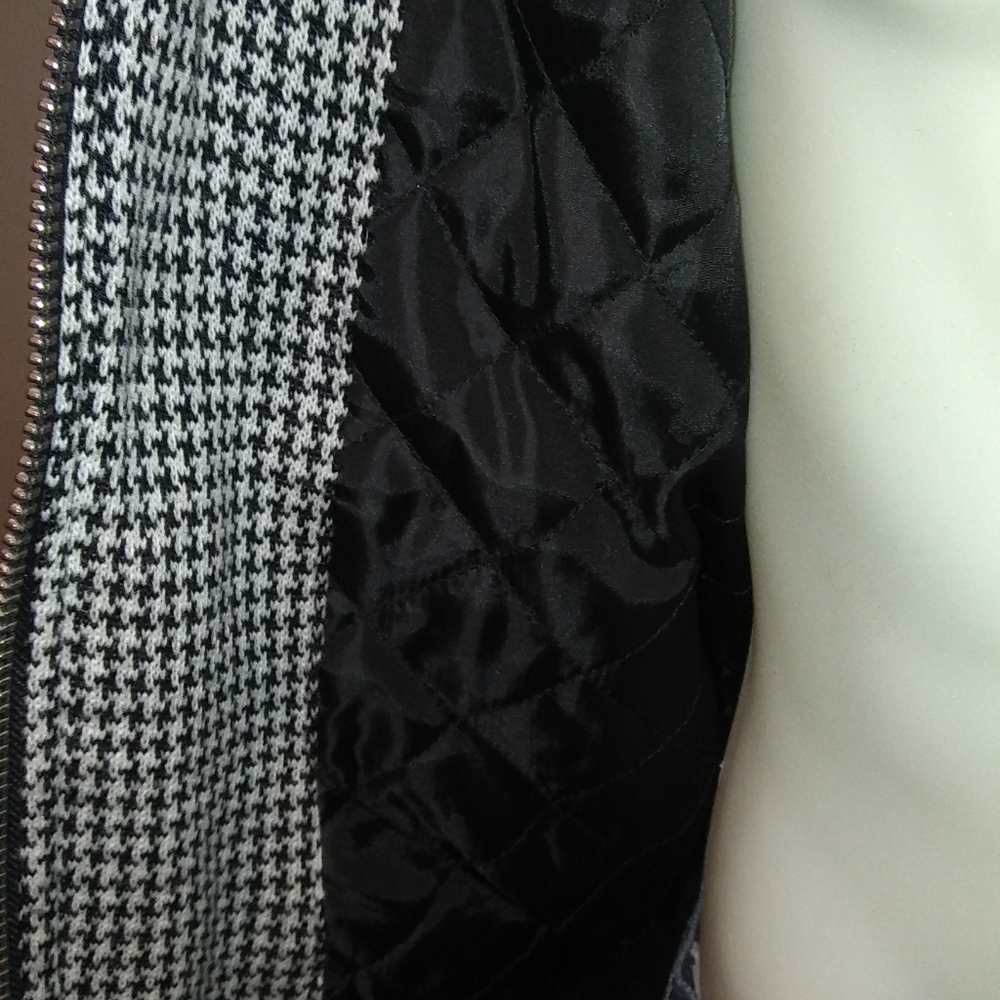 New Zara Houndstooth Tweed Faux Leather Jacket - Picture 8 of 8